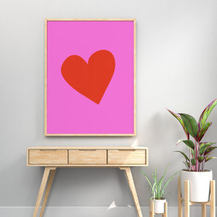 Pink and Red Valentine's Day Heart Modern Poster