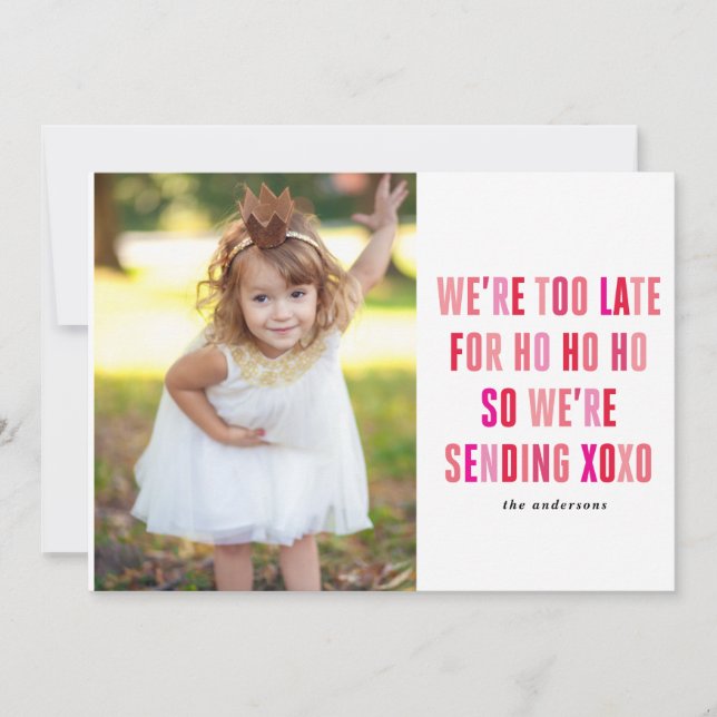 Pink and Red Valentines Day Photo Card (Front)