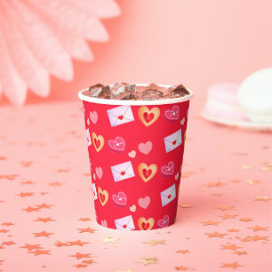 Pink And Red Valentine's Day Treats & Love Letter Paper Cups