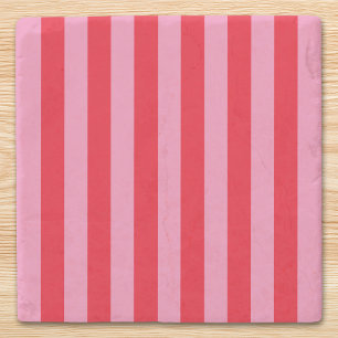 Pink and Red Vertical Stripes Stone Coaster
