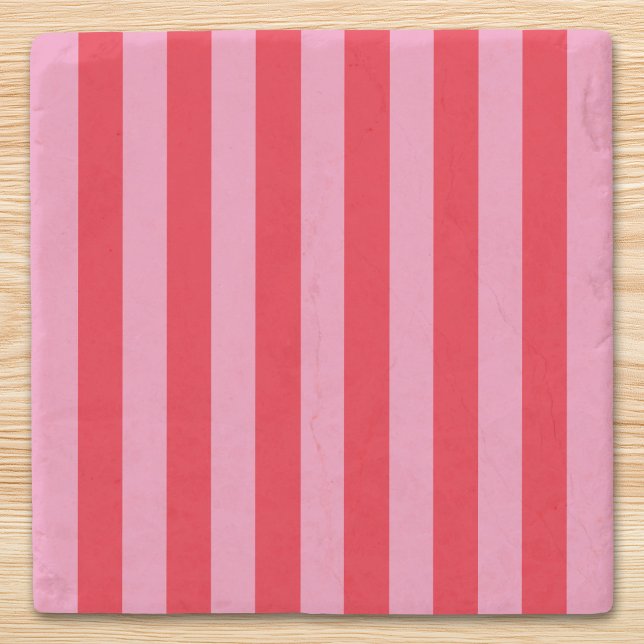 Pink and Red Vertical Stripes Stone Coaster (Pink and Red Vertical Stripes Stone Coaster)