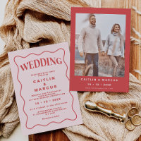 Pink and Red Wave Photo Red Frame Wedding