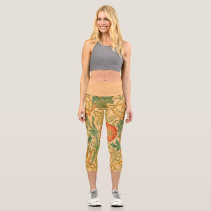 Pink and Rose by William Morris Capri Leggings