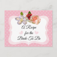 Pink and Rose Gold Blush Pink Recipe Card