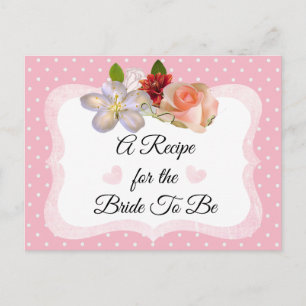 Pink and Rose Gold Blush Pink Recipe Card