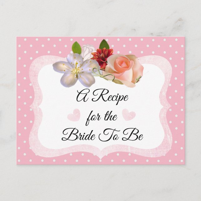 Pink and Rose Gold Blush Pink Recipe Card (Front)