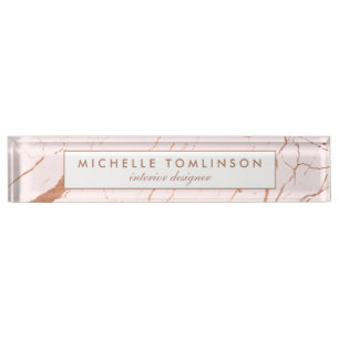 Pink and Rose Gold Marble Designer Nameplate