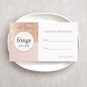 Pink and Rose Gold Sequin Beauty Salon Appointment Card