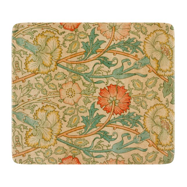 Pink and Rose Pattern (by William Morris) Cutting Board (Front)
