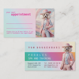 Pink and Rose Poodle Appointment Reminder  Busines Business Card