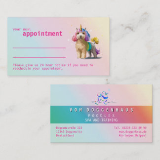 Pink and Rose Poodle Appointment Reminder Busines Business Card