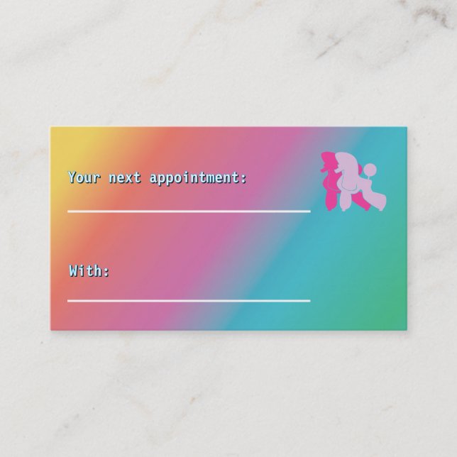 Pink and Rose Poodle Appointment Reminder  Business Card (Front)