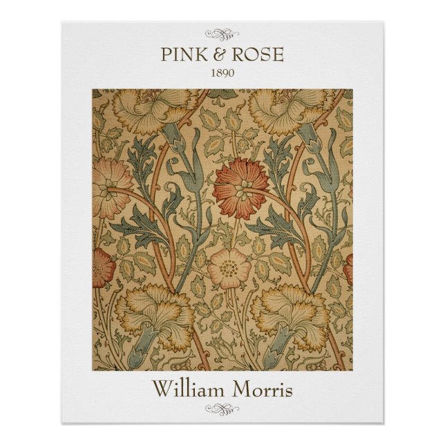 Pink and Rose William Morris Floral Wall Print (Front)