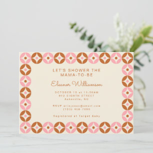 Pink and Rust Mid Mod Geometric Chic Baby Shower Invitation