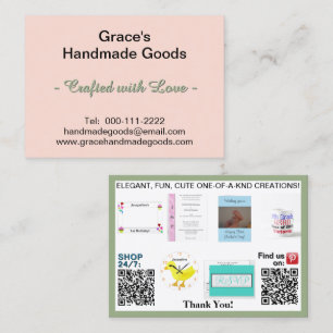Pink and Sage Business Photos QR Codes 3.5 x 2.5 Card