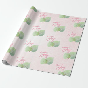 Pink and Sage Eucalyptus with Custom Wording Wrapping Paper