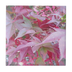 Pink And Sage Fall Leaves Tile