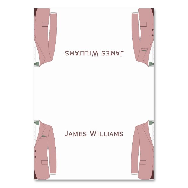 Pink And Sage Gay Wedding Place Setting Cards (Front)