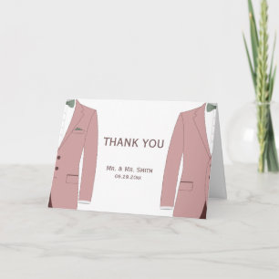 Pink And Sage Gay Wedding Thank You Greeting Cards
