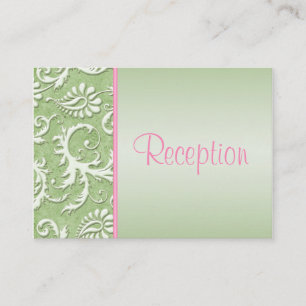 Pink and Sage Green Damask Enclosure Card