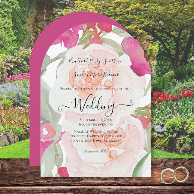 Pink and Sage Green Floral Wedding Invitation (Creator Uploaded)