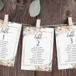 Pink and Sage Seating Plan Cards with Guest Names<br><div class="desc">Help your guests find their table with this elegant modern seating plan cards with guests names. Double sided cards so guests can look from both, front or back for their names. Use clips or punch hole for hanging displays, or add to table holder/frames. Design with elegant frame with beautiful watercolor...</div>