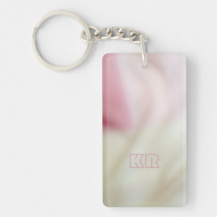 Pink and satin fabric-look with your initials key ring