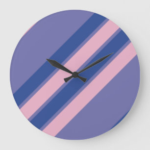 Pink and Shades of Purple Stripes Large Clock