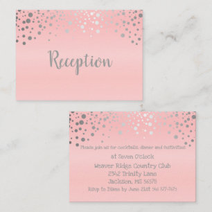 Pink and Silver Confetti Dots - Reception Enclosure Card