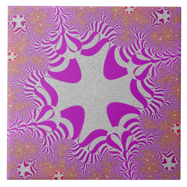 Pink and Silver Cross Tile (Front)