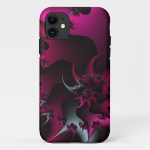 pink and silver fractal iphone case