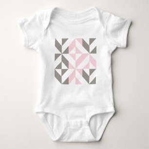 Pink and Silver Geometric ZigZag Baby Bodysuit