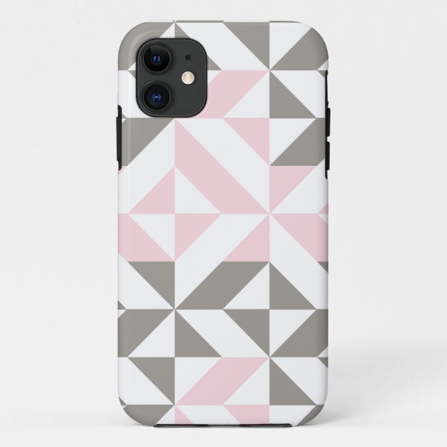 Pink and Silver Geometric ZigZag Case-Mate iPhone Case (Back)