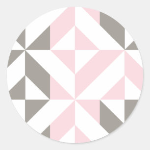 Pink and Silver Geometric ZigZag Classic Round Sticker