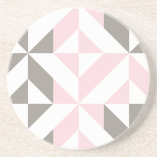 Pink and Silver Geometric ZigZag Coaster