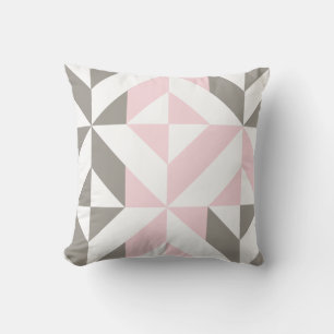 Pink and Silver Geometric ZigZag Cushion