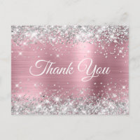 Pink and Silver Glitter 40th Birthday Thank You