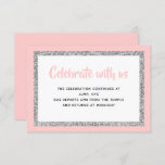 Pink and Silver Glitter Bat Mitzvah Insert Invitation<br><div class="desc">This trendy insert card features bold lettering on the front with a layered look in silver glitter and white,  and a solid coloured back. Add your text using the template form. Change the font,  layout and colours using the Customise feature.</div>