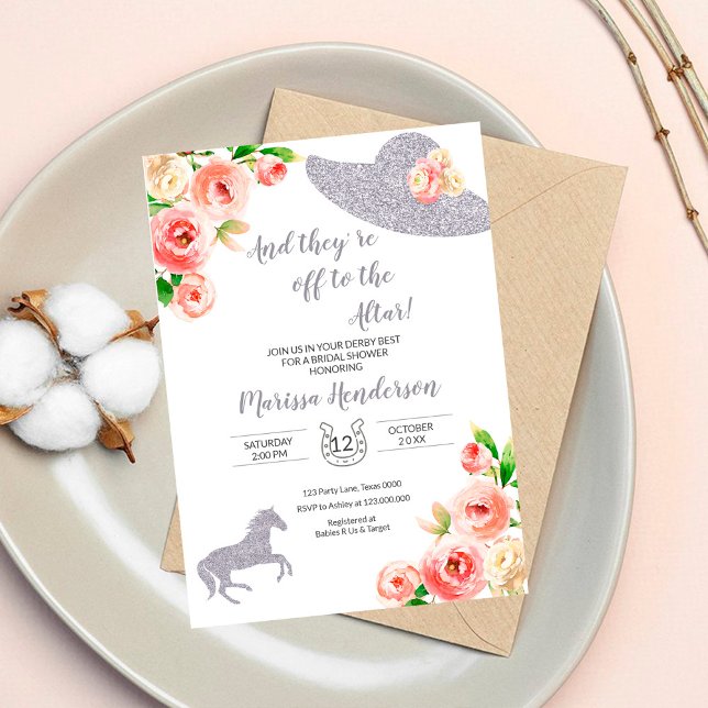 Pink and Silver Kentucky Derby Bridal Shower  Invitation (Creator Uploaded)