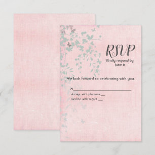 Pink and Silver Leaf  RSVP Card