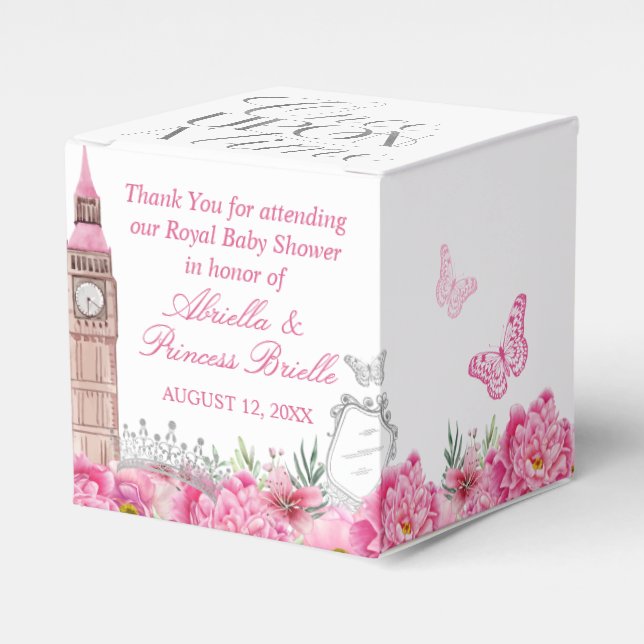 Pink and Silver Once Upon a Time Princess Favour Box (Front Side)