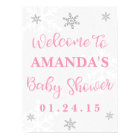 Pink and Silver Snowflake Baby Shower Welcome Sign