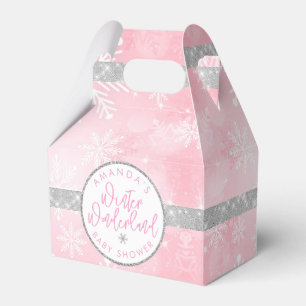 Pink and Silver Snowflake Favour Box