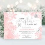 Pink and silver snowflake winter girl baby shower invitation<br><div class="desc">For more advanced customisation of this design,  simply select the "Customise It" button above!</div>