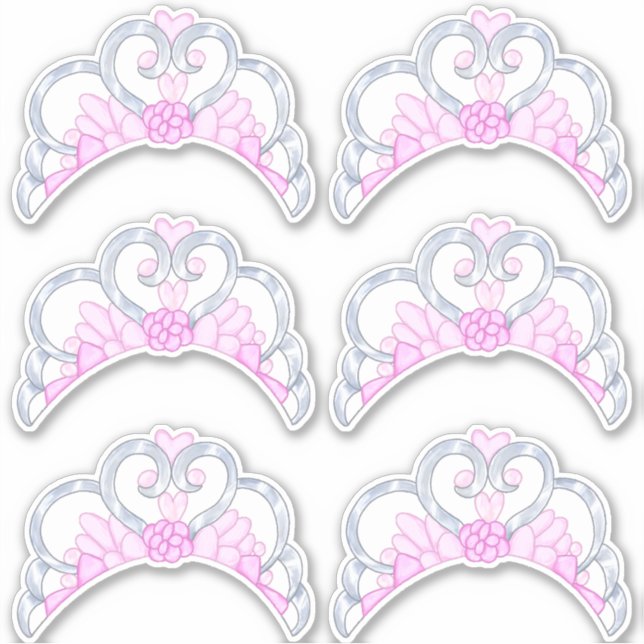 Pink and Silver Tiara Sticker Sheet (Front)