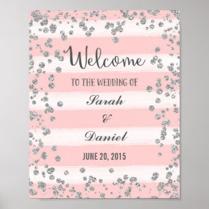 Pink and Silver Welcome Poster Print
