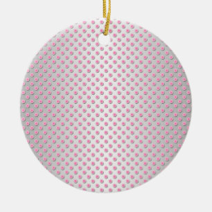 Pink and Silvery White Polka Dots Pattern Ceramic Tree Decoration