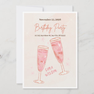 Pink and Simple Creative Happy Birthday Invitation