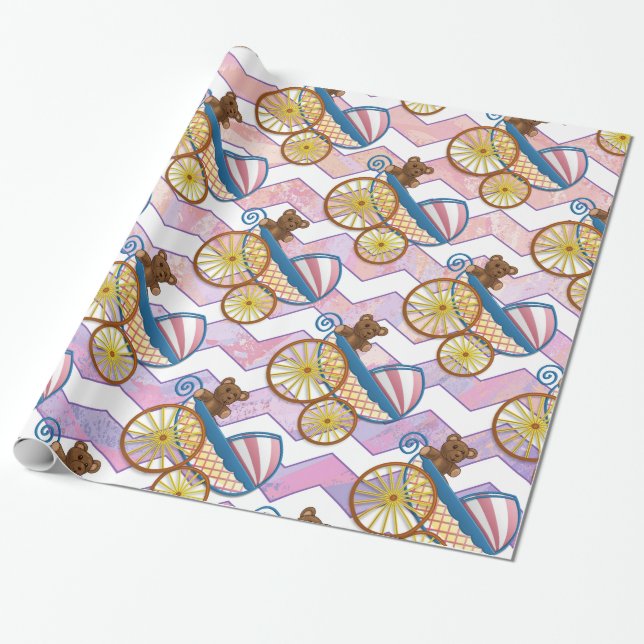Pink and Stinky Baby Stuff Wrapping Paper (Unrolled)