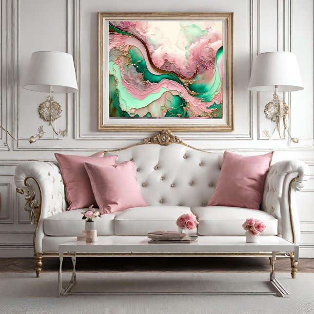 Pink and Teal Abstract Ocean motion Poster (Creator Uploaded)